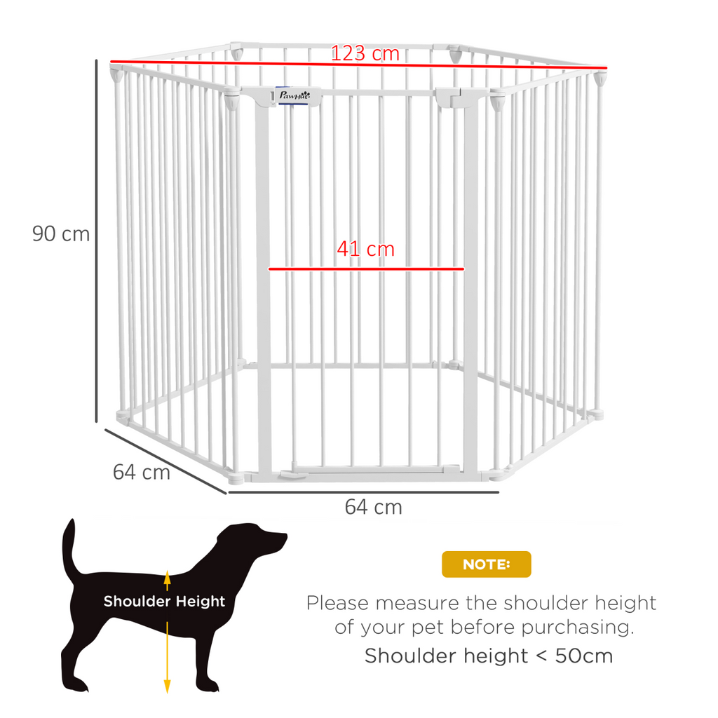 PawHut 2-in-1 Dog Pen & Safety Gate, 6-Panel, Foldable, 90cm White