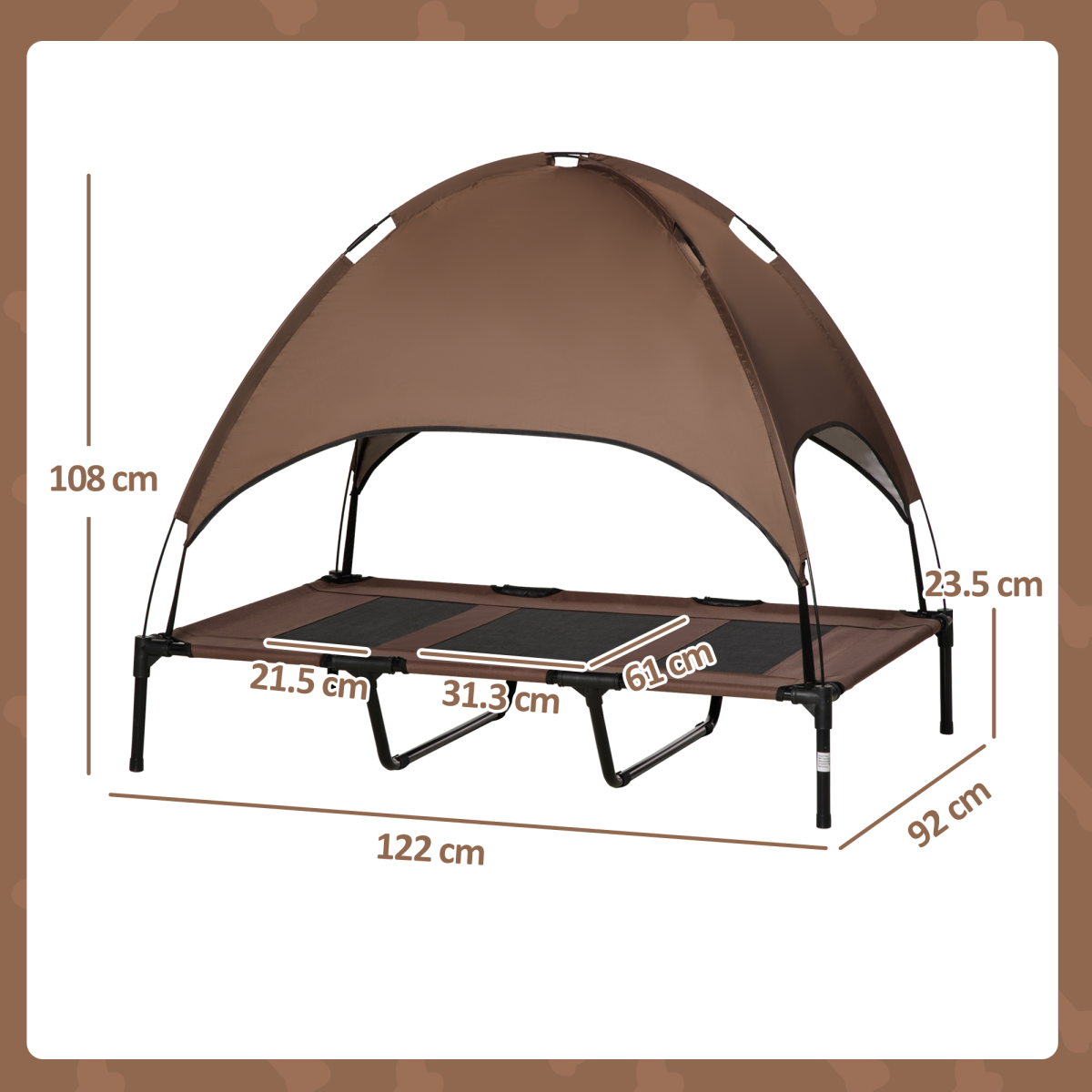 122cm Elevated Dog Bed with Canopy Tent — Outdoor Shelter & Shade
