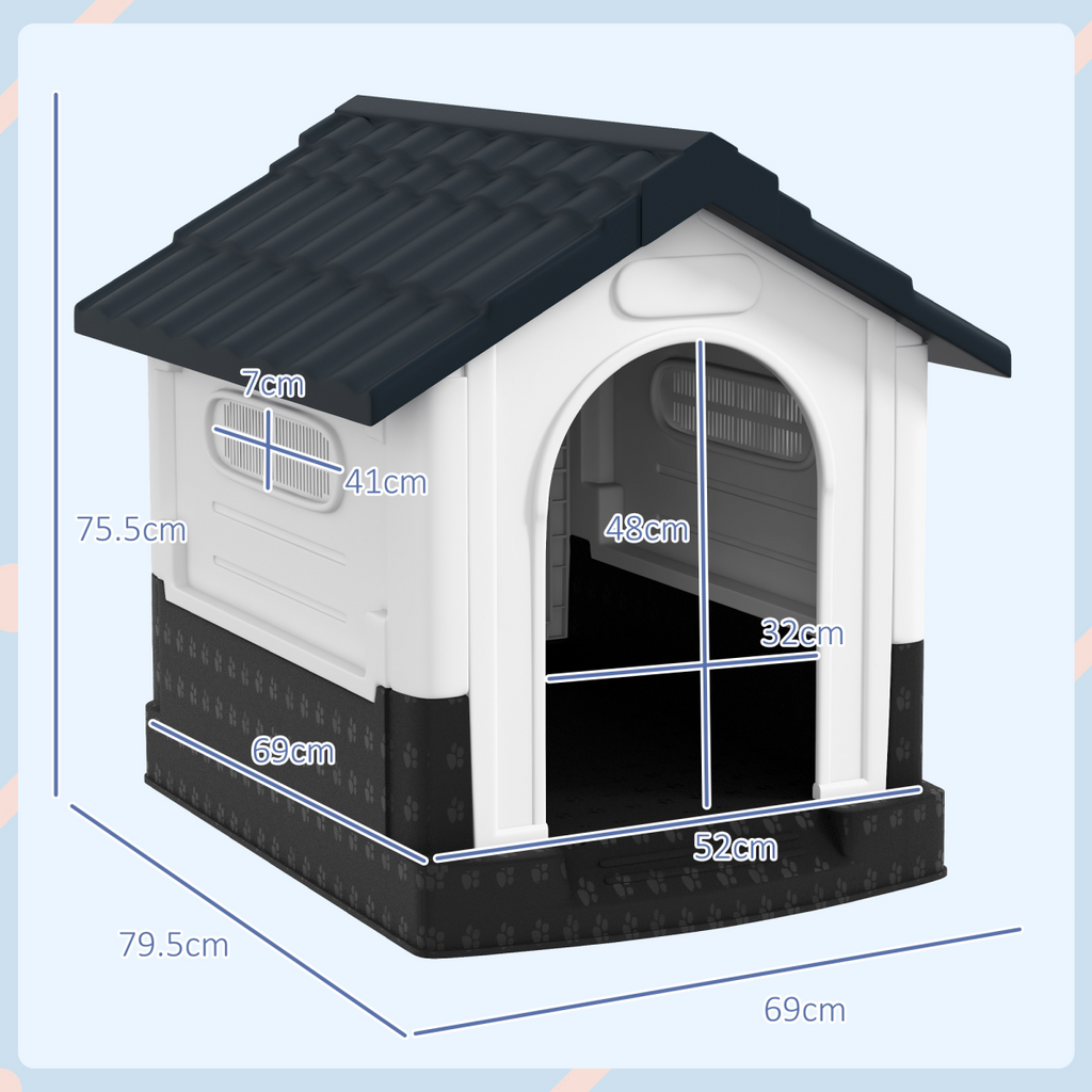 PawHut Outdoor Dog Kennel for Small Breeds - 80x69x76 cm, Grey
