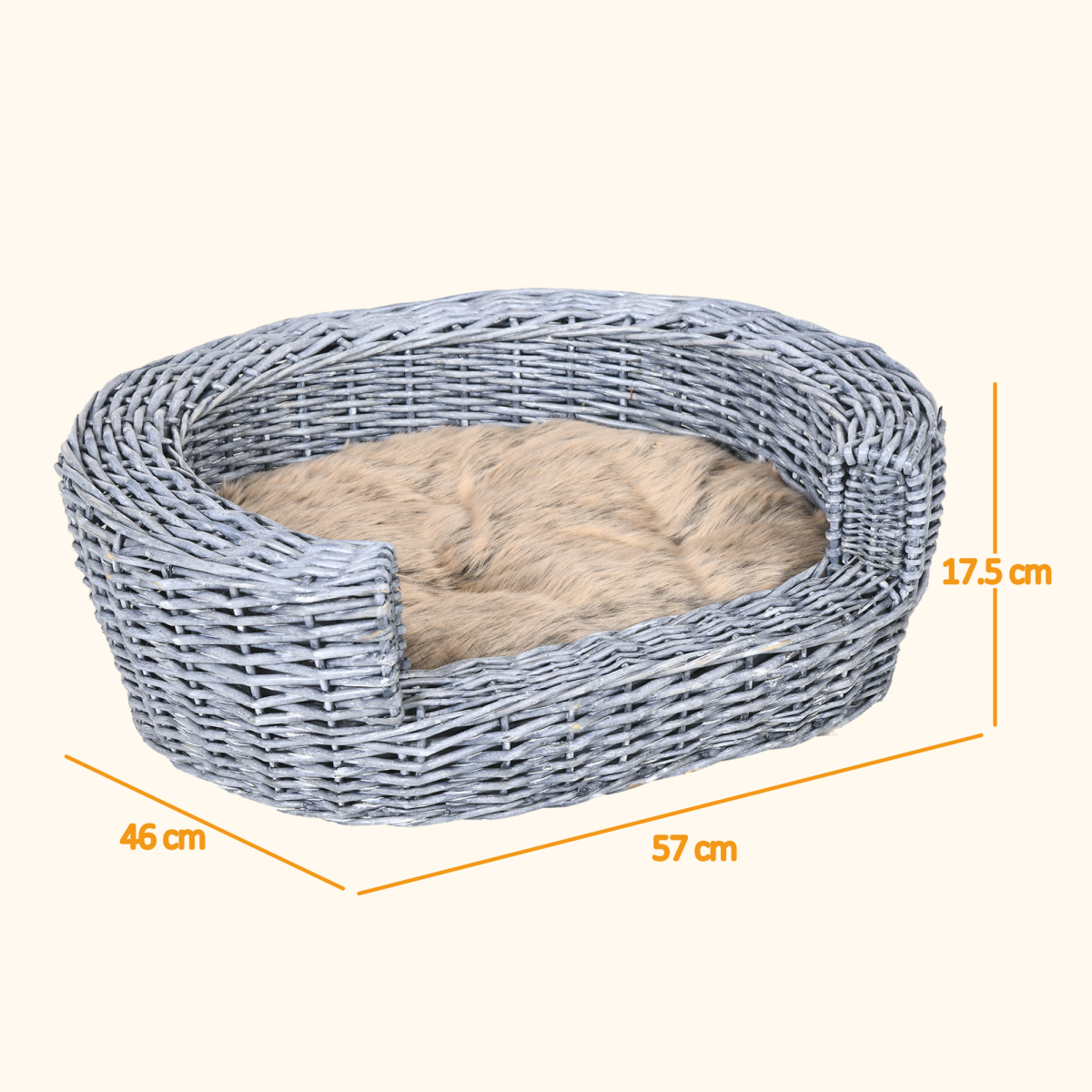 Elevated Willow Wicker Pet Bed & Cushion for Cats & Small Dogs