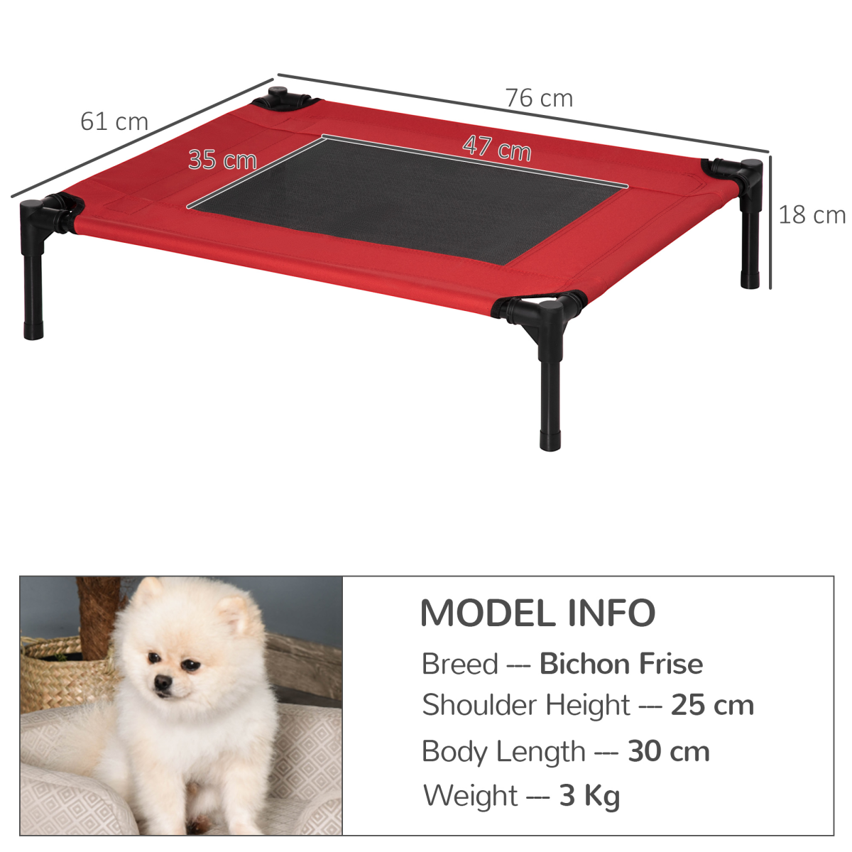Elevated Portable Pet Bed - Foldable Cot for Dogs & Cats, Indoor/Outdoor