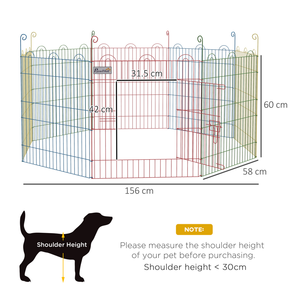 PawHut 6-Panel Pet Playpen with Door - Shape Options (Oct/Sq/Tri), Metal
