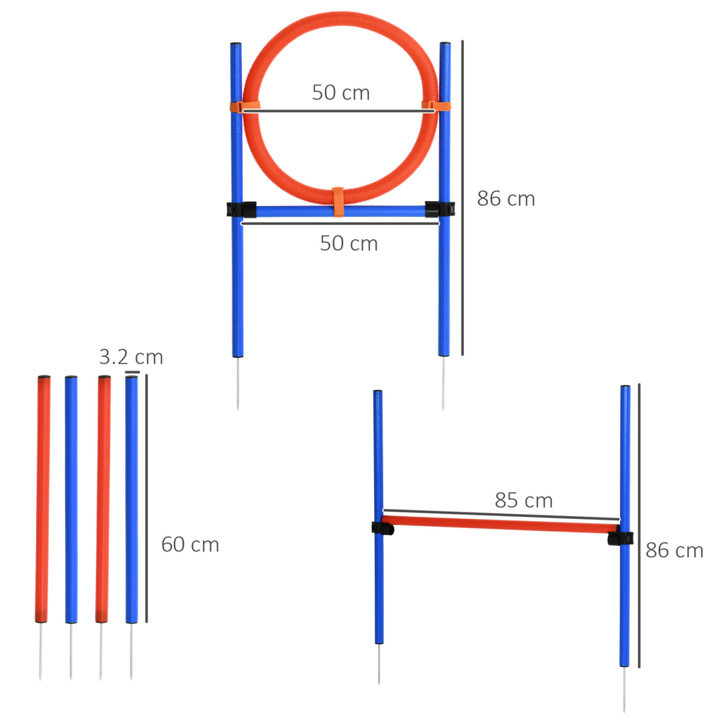 Pet Agility Training Kit: Adjustable Jump Hoop, Poles & Tunnel