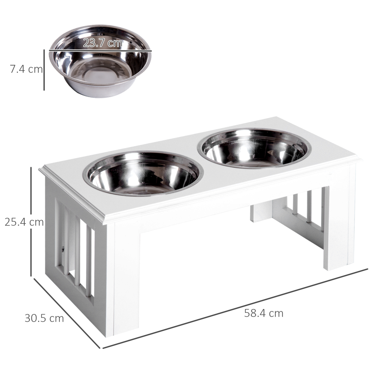 Raised Pet Feeder: Elevated Stainless Steel Double Bowls with Anti-Slip Base