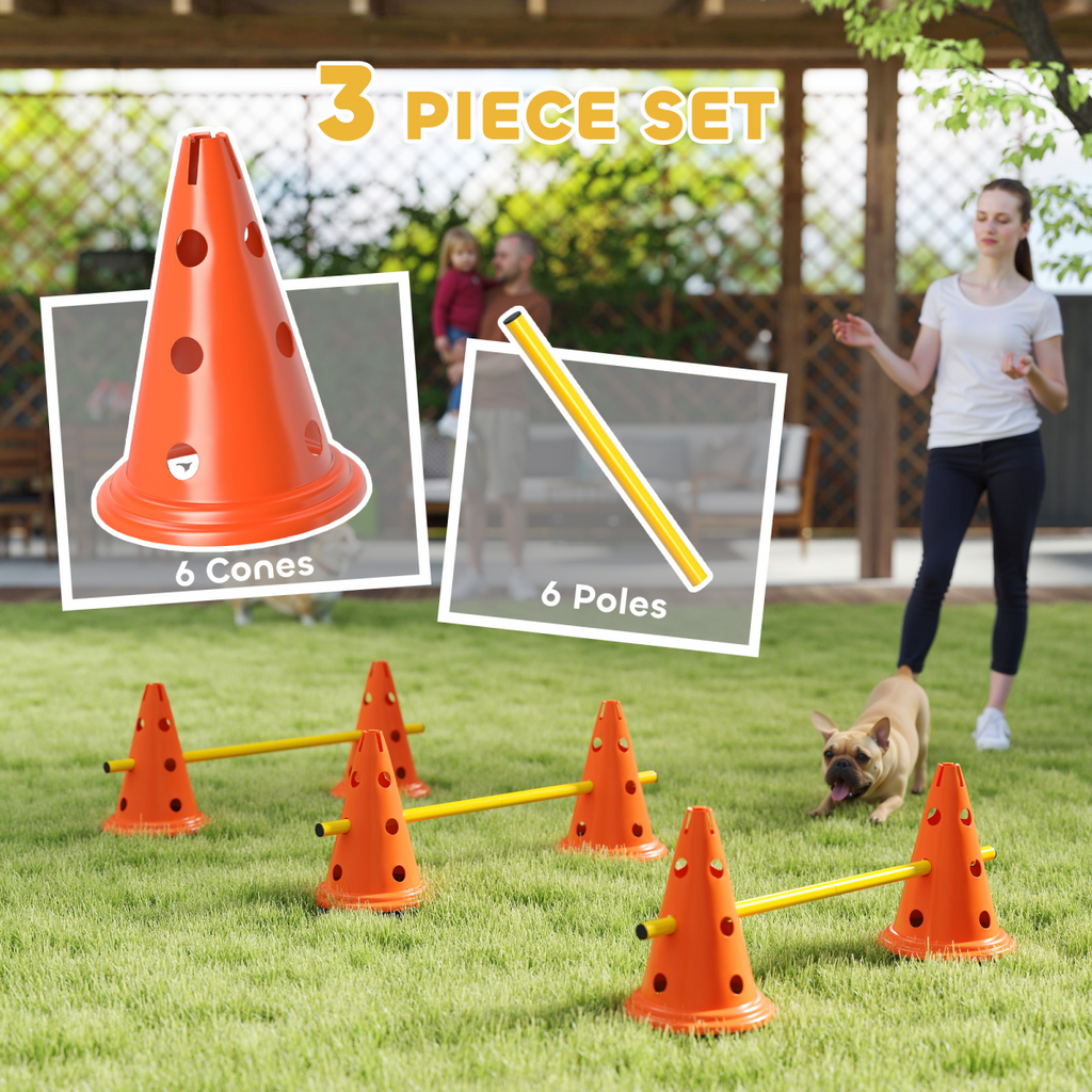 Durable PawHut 3-Piece Adjustable Dog Agility Set with Jump Obstacles