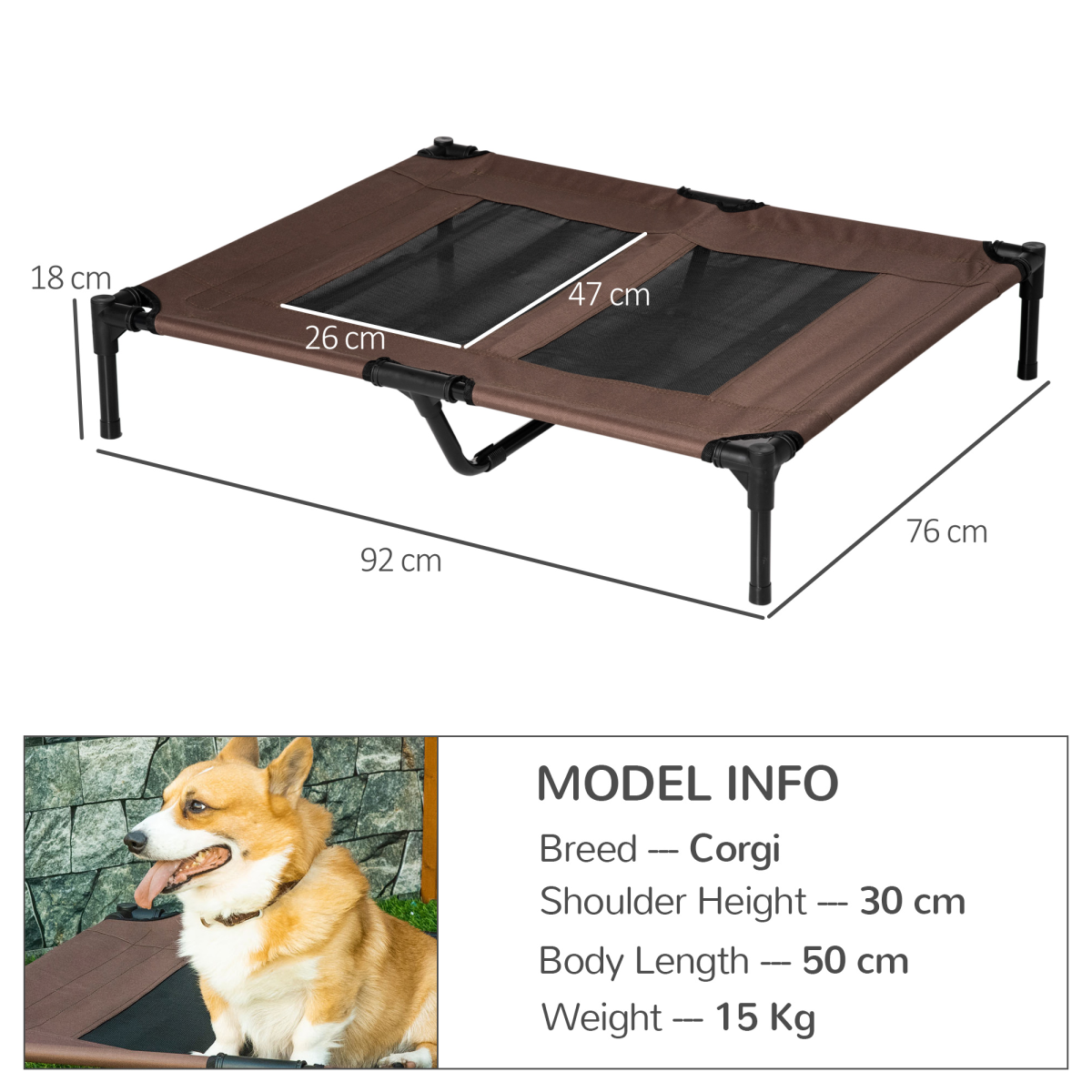 Raised Pet Bed Cot: Elevated Mesh Hammock, Waterproof, Portable & Easy-Clean