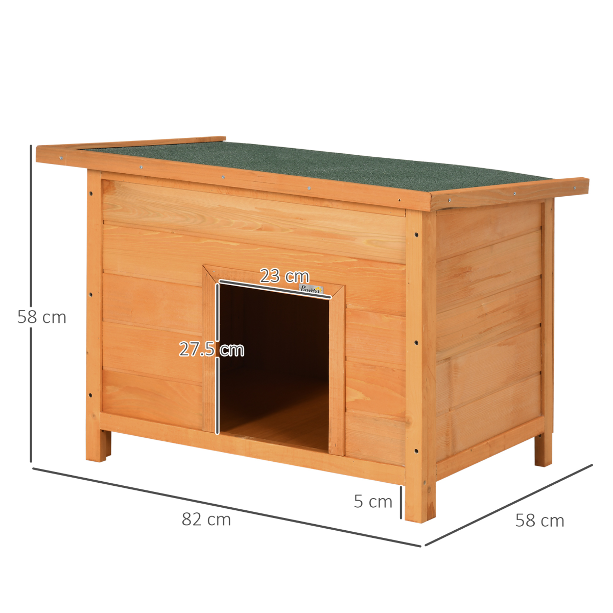 Weatherproof Solid Fir Dog Kennel with Slanted Roof Outdoor Garden Shelter