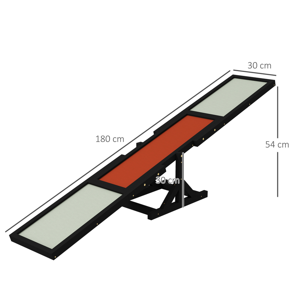 PawHut Black Wooden Seesaw for Large Dogs - Anti-Slip, Outdoor-Ready