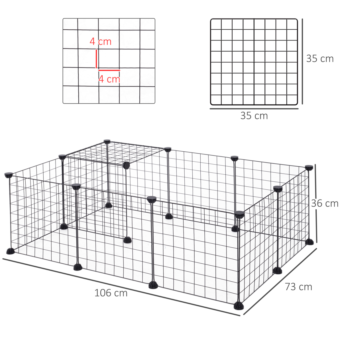 DIY Metal Pet Playpen - 12-Panel Cage for Small Animals (Black)