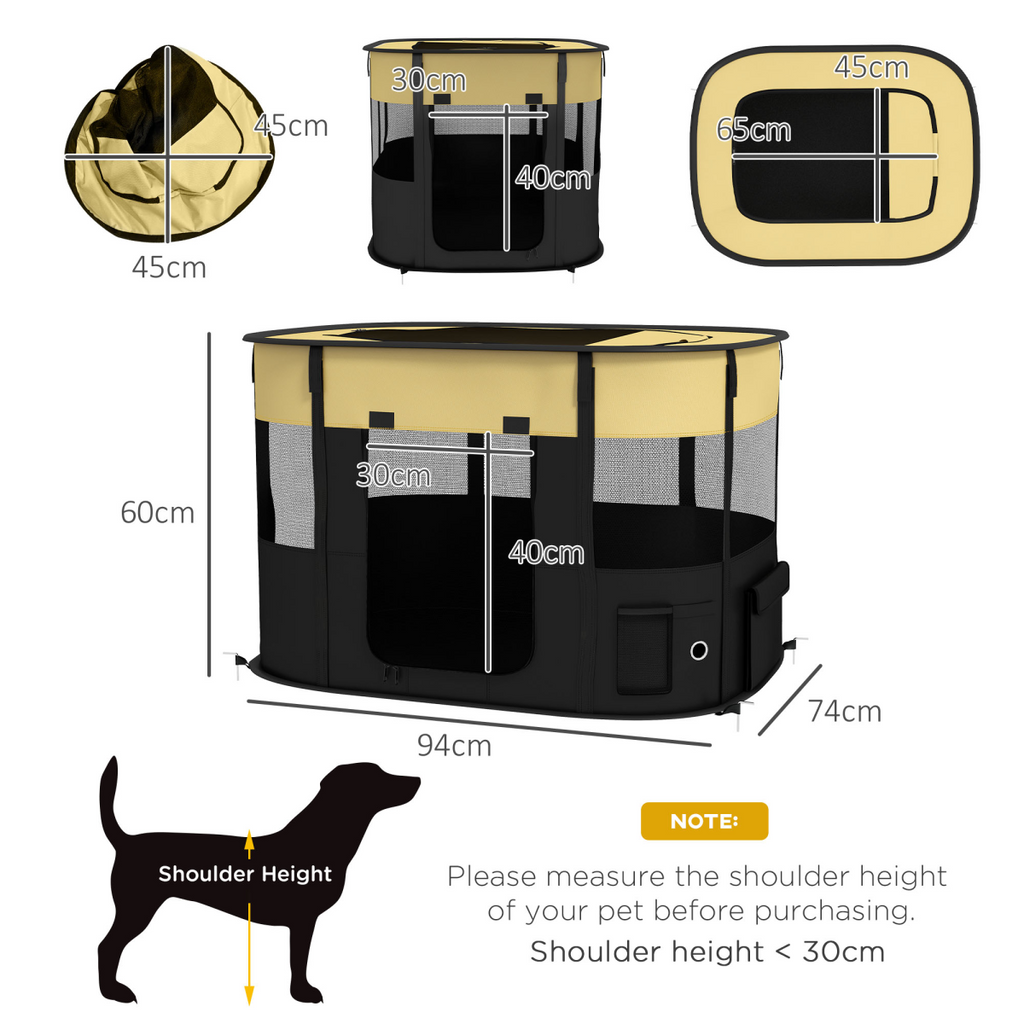 PawHut Foldable Portable Pet Pen for Small Animals - Indoor/Outdoor Use