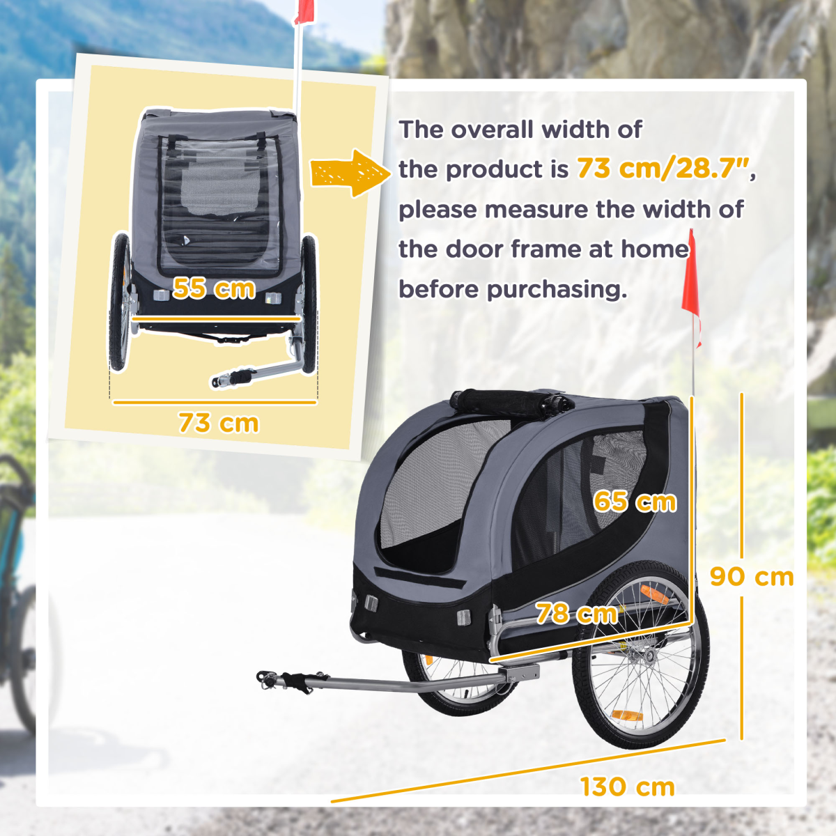 Pet Bike Trailer: Water-Resistant Steel Frame, 30kg Capacity