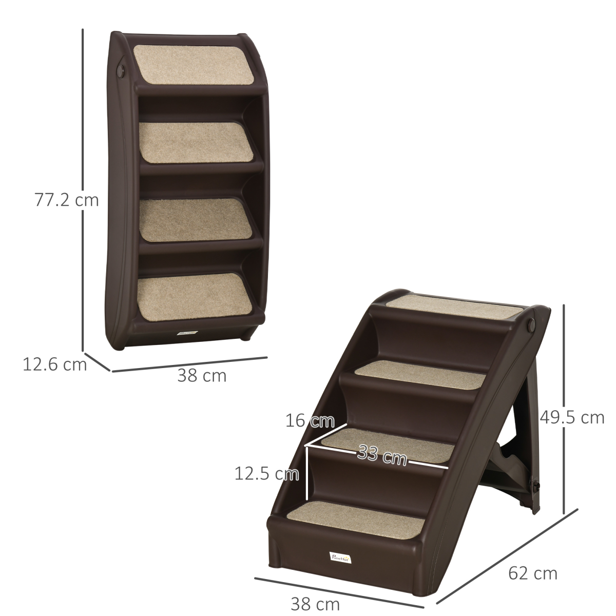 Portable Non-Slip Pet Steps for Bed & Sofa - Easy Access for Cats & Dogs, Brown