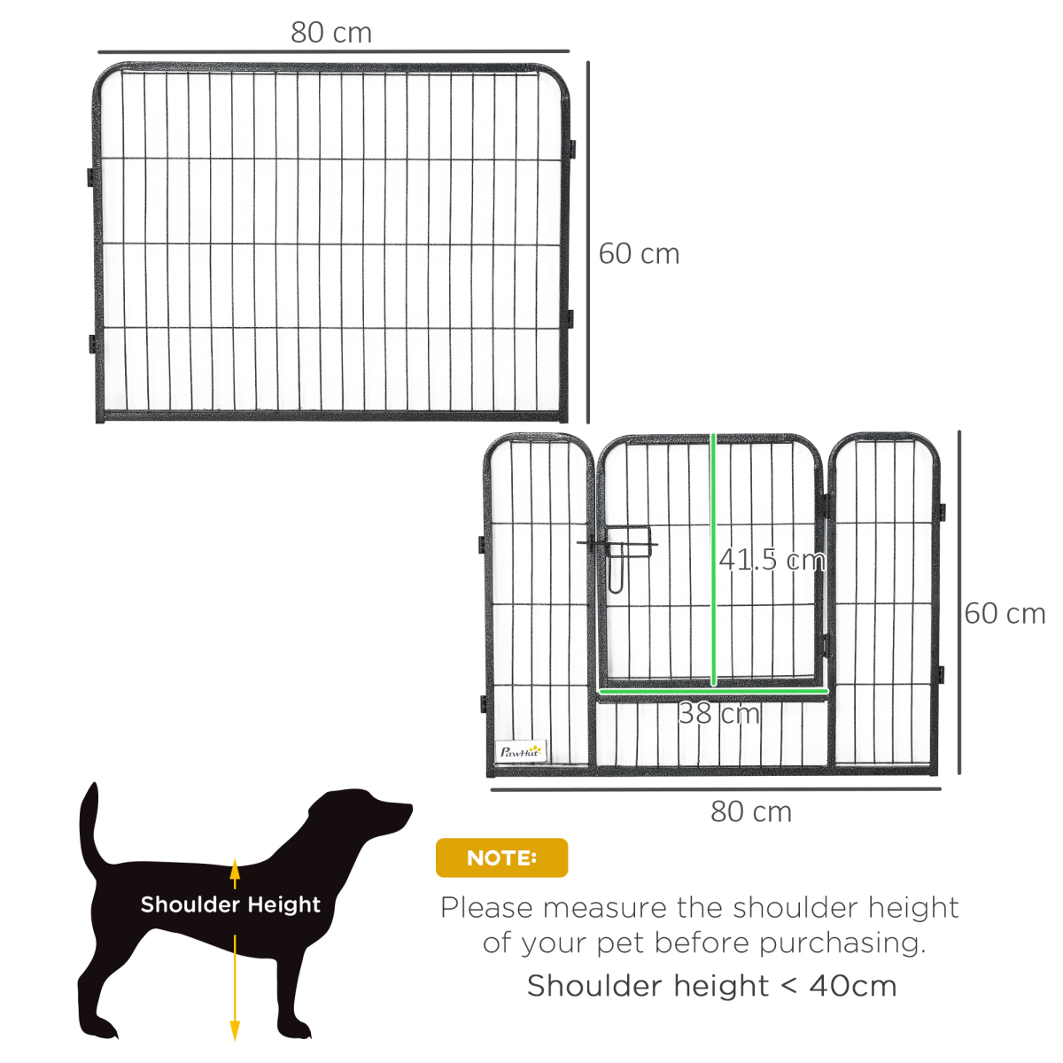Heavy-Duty 12-Panel Pet Playpen with 2 Doors, 80x60 cm, DIY Fence