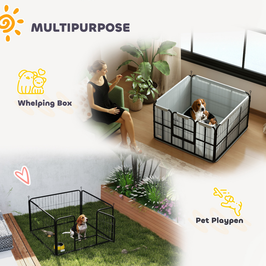 PawHut Whelping Box for Dogs: Washable Pee Pad, Windproof Cloth, Black
