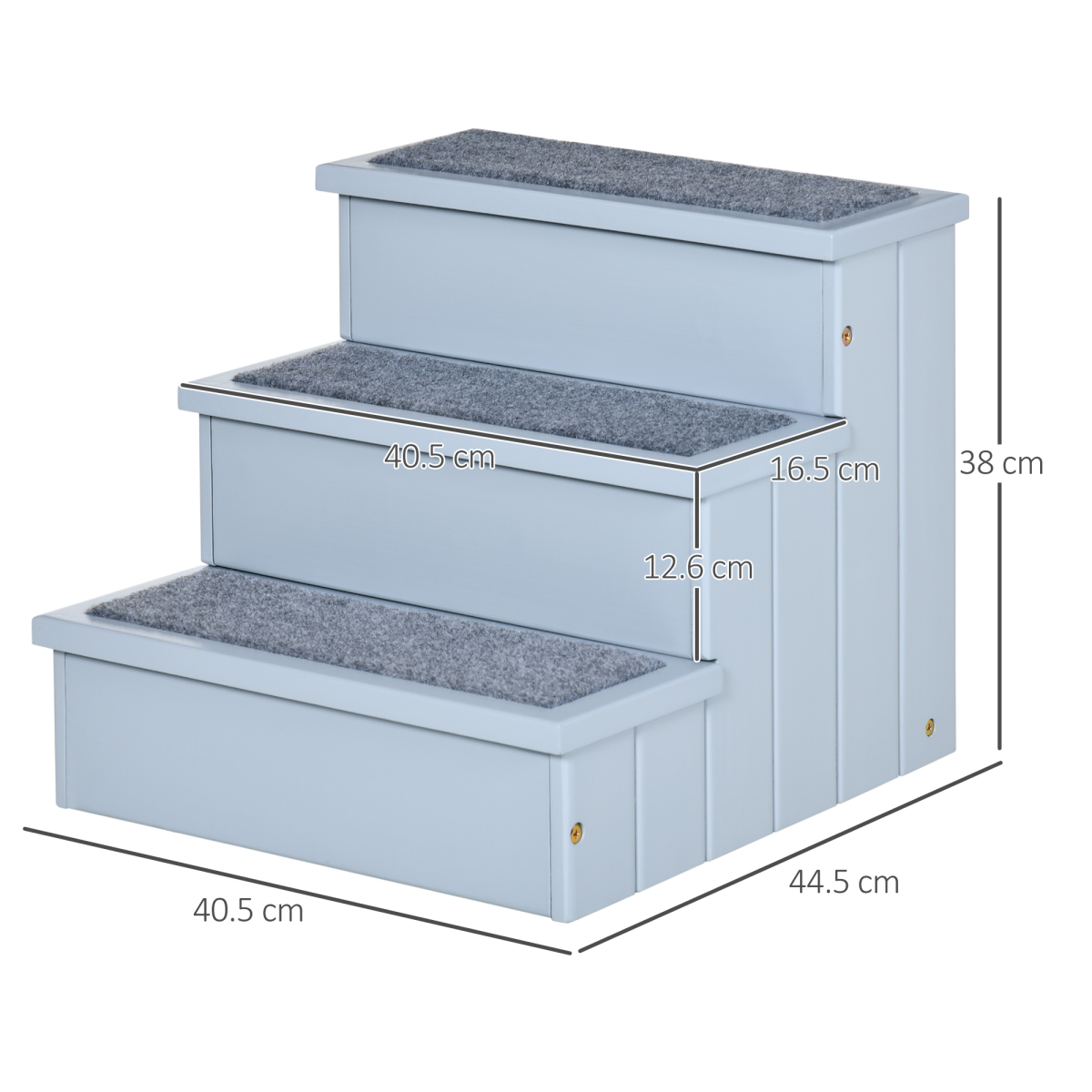 Pawhut 3-Step Wooden Dog Stairs with Hidden Storage, Grey