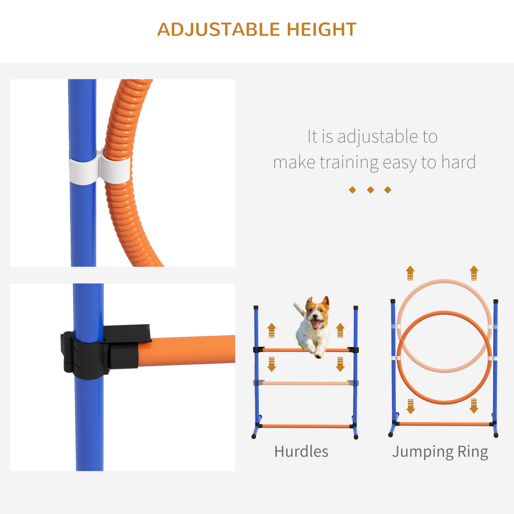 PawHut 4-Piece Dog Agility Set with Carry Bag - Poles, Hurdle, Ring, Pause Box