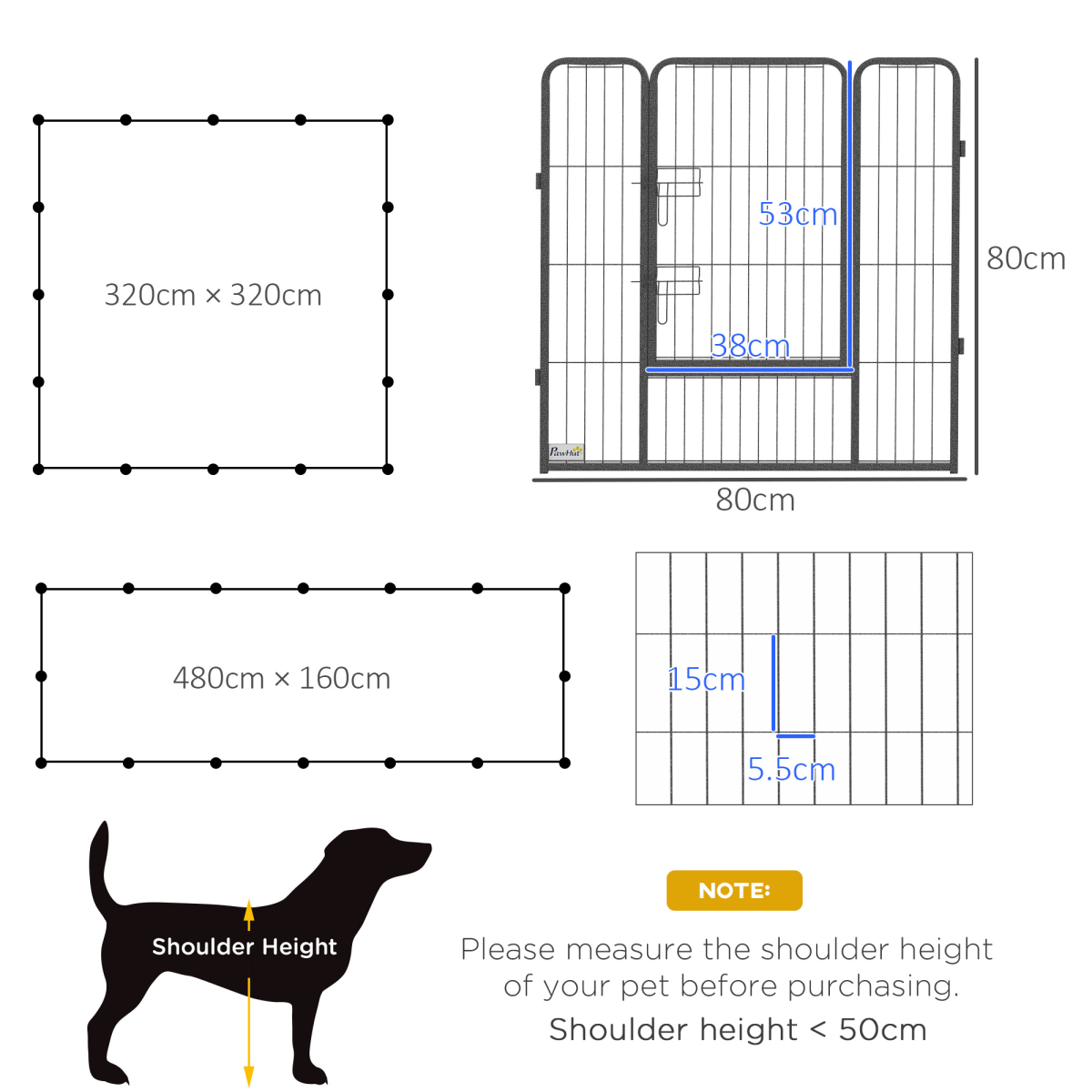 Heavy-Duty 16-Panel Puppy Play Pen - 80cm High, Flexible Shape