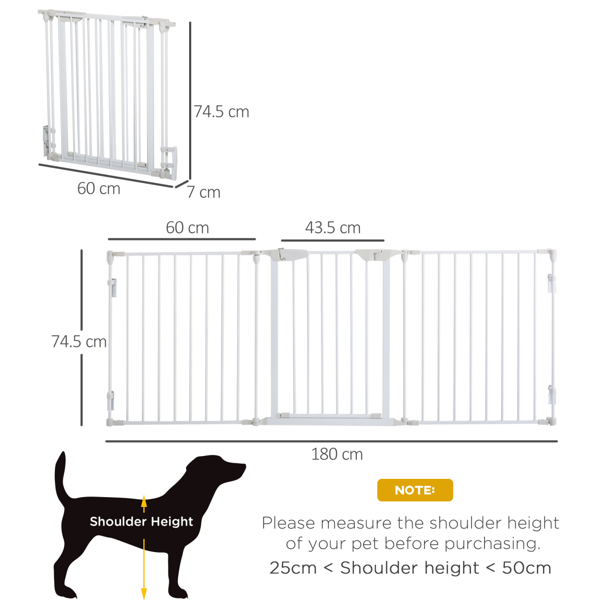 Foldable Pet Safety Gate 3-Panel Playpen with Walk-Through Door, White