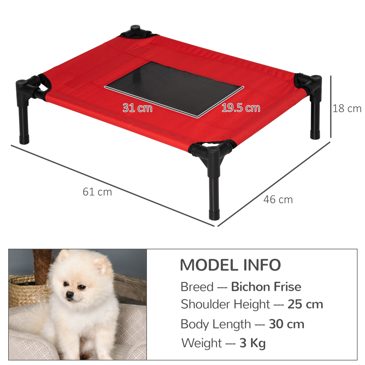 Portable Foldable Elevated Pet Bed for Indoor/Outdoor Use