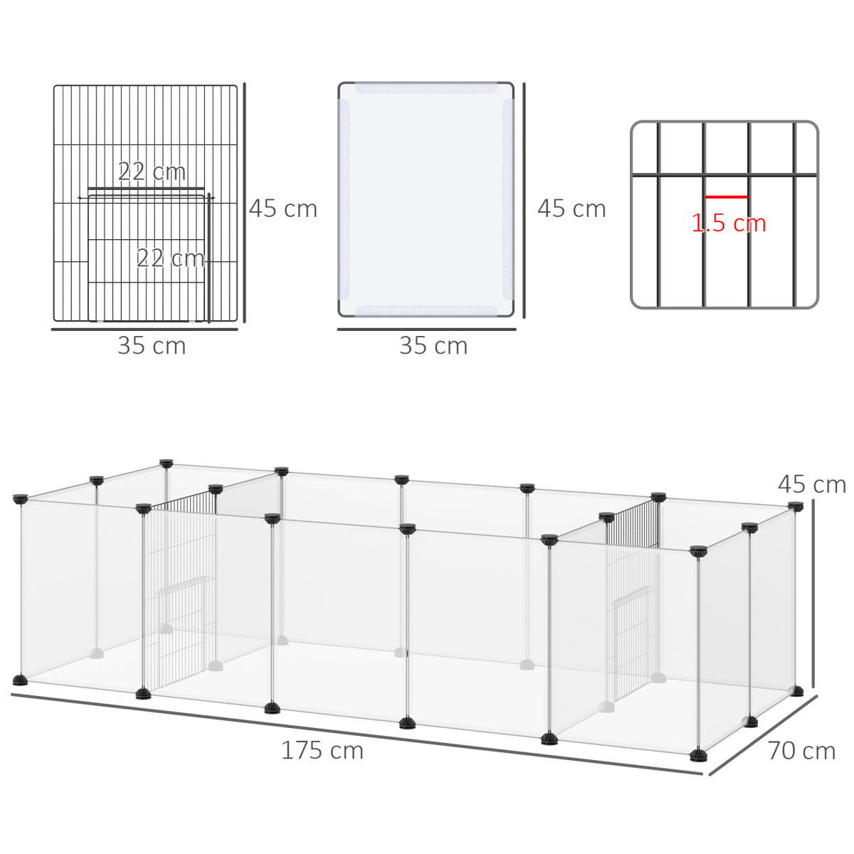 18-Panel DIY Playpen for Guinea Pigs & Hedgehogs - Spacious Modular Cage