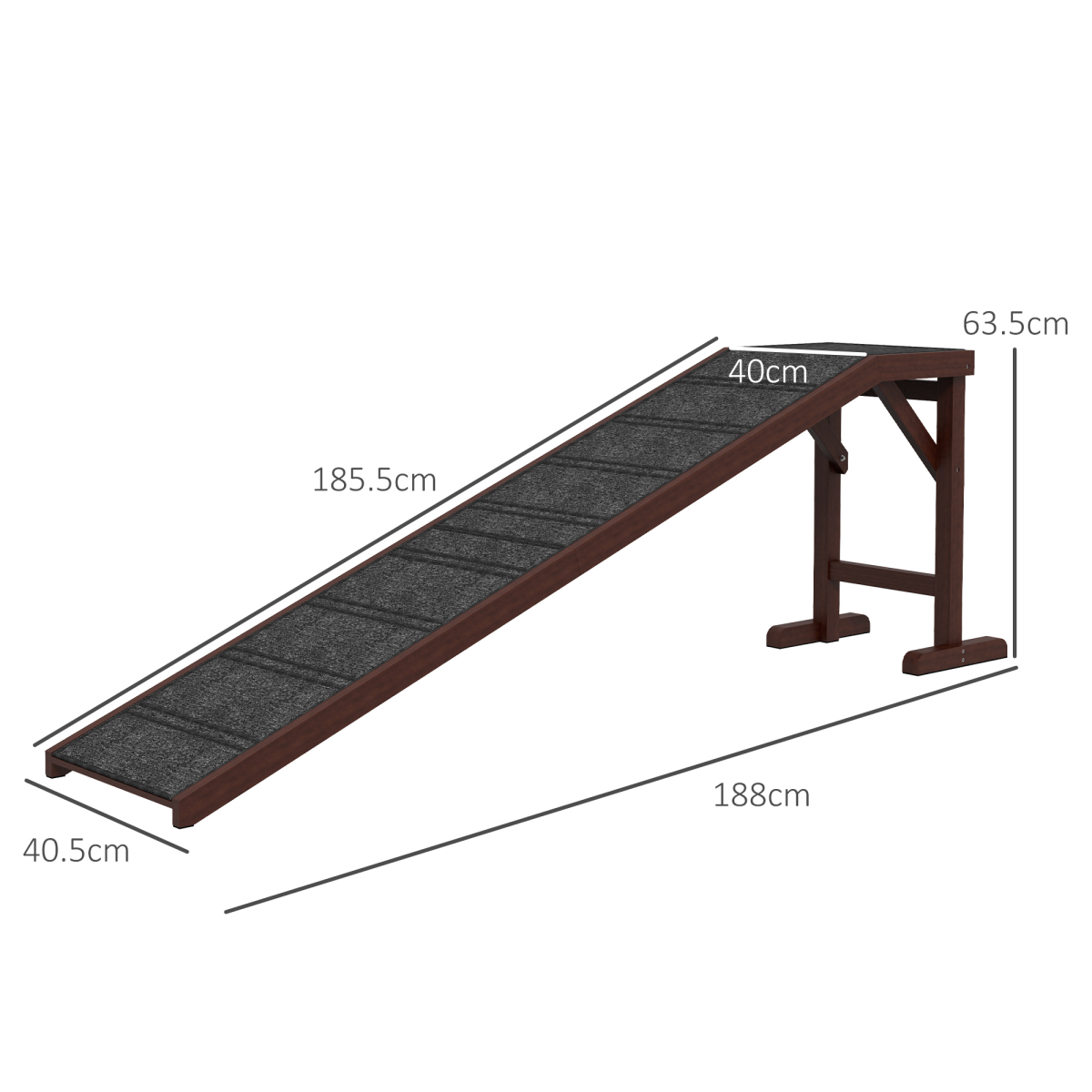 Non-Slip Pet Ramp for Dogs & Cats - Bed & Sofa Access, Pine Wood, Pawhut