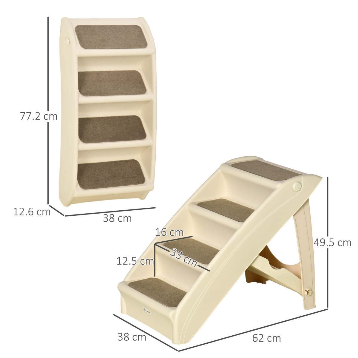 Portable Non-Slip Dog & Cat Steps for Bed & Sofa - Beige