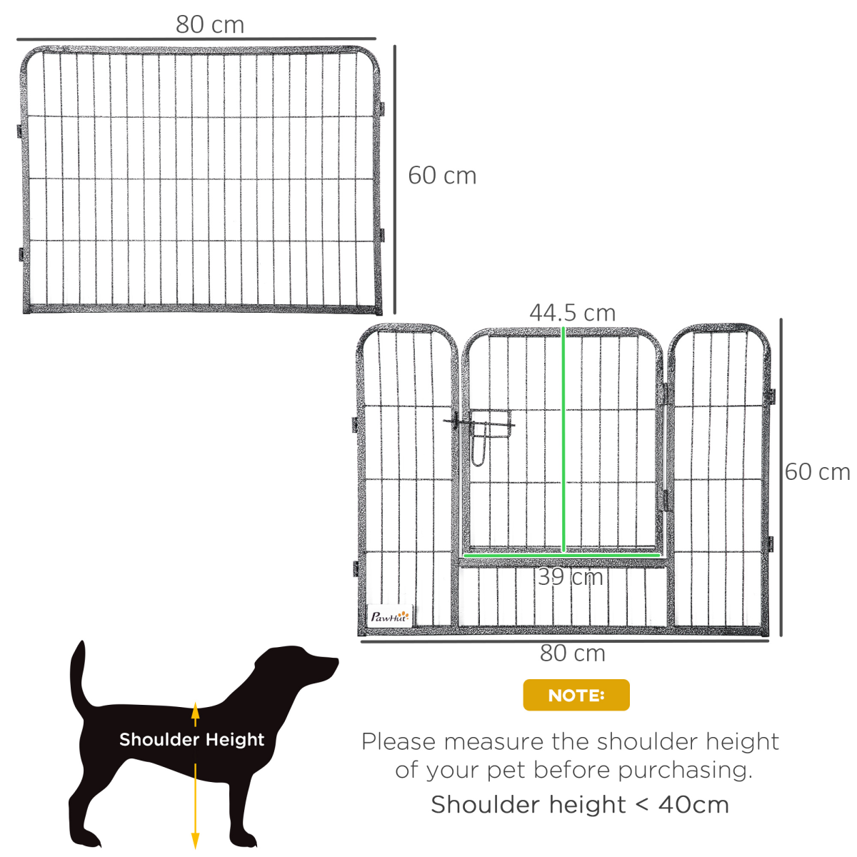 Heavy-Duty 16-Panel Dog Playpen, 2 Doors, 60 cm High, Indoor/Outdoor
