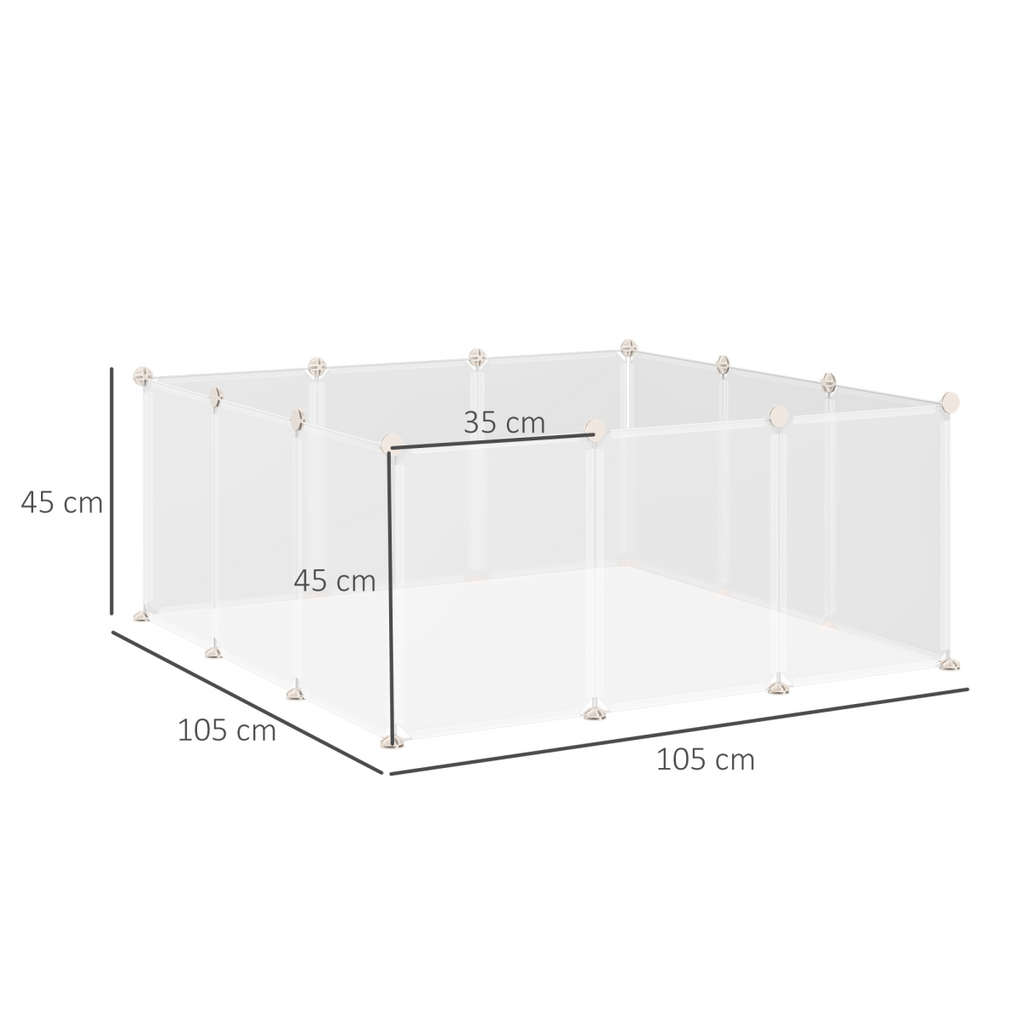 Pawhut DIY 12-Panel Pet Playpen Cage for Rabbits, Chinchillas & Guinea Pigs