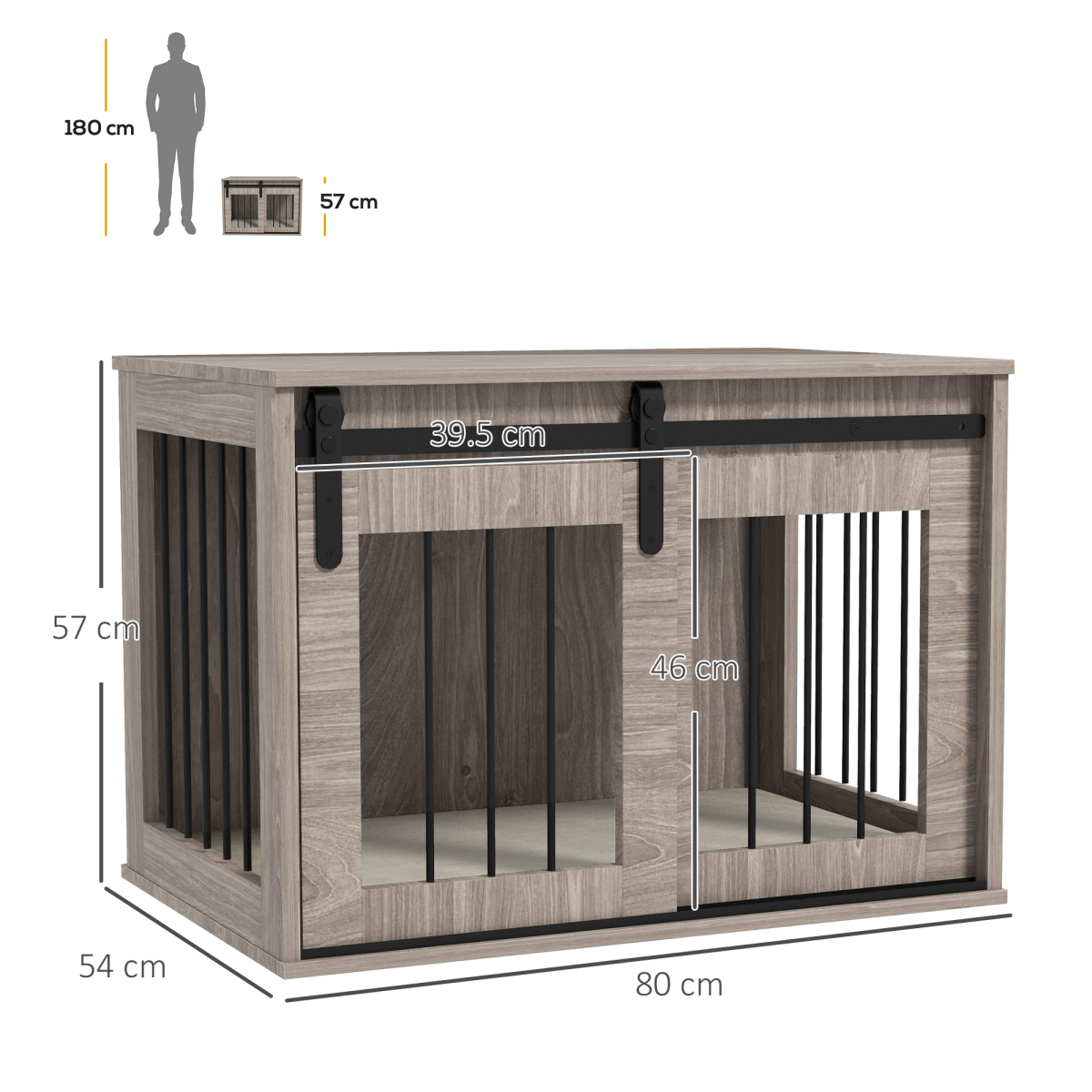PawHut Dog Crate Furniture with Removable Cushion and Side Table