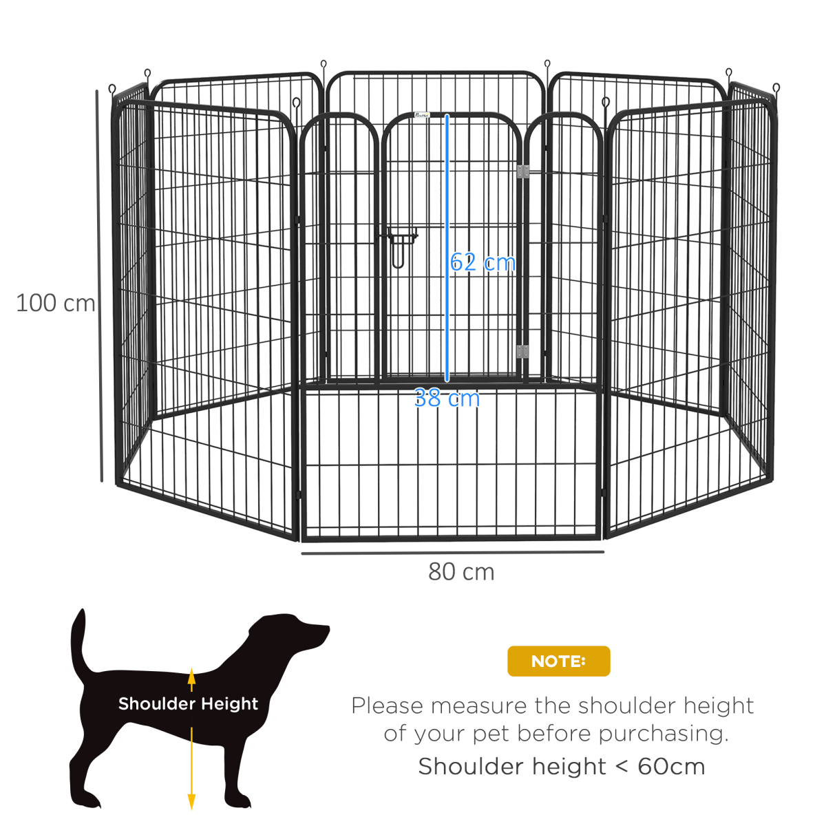 8-Panel Foldable Metal Pet Playpen for Medium & Large Dogs - Indoor/Outdoor