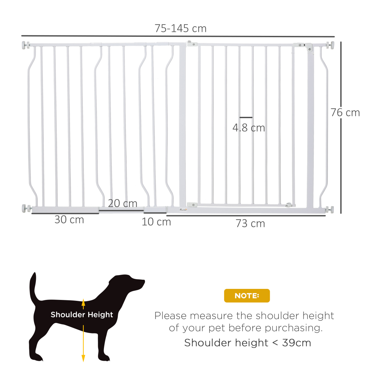 White Adjustable Pet Safety Gate - Metal Dog Barrier for Doorways