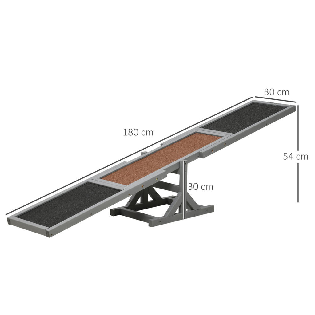PawHut Large Wooden Pet Seesaw with Anti-Slip Surface 180x30x30 cm