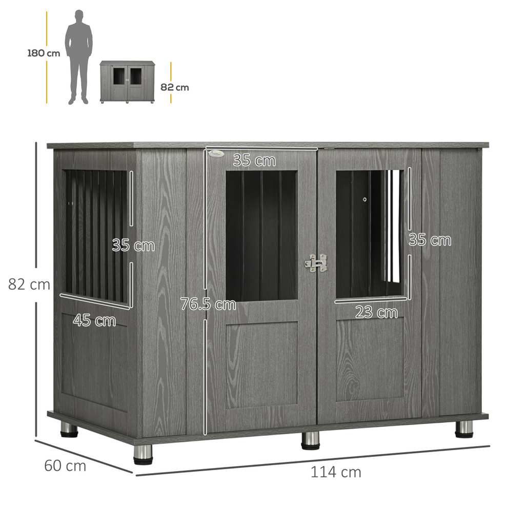 Indoor End Table Dog Crate - Extra Large, Grey, Ventilated
