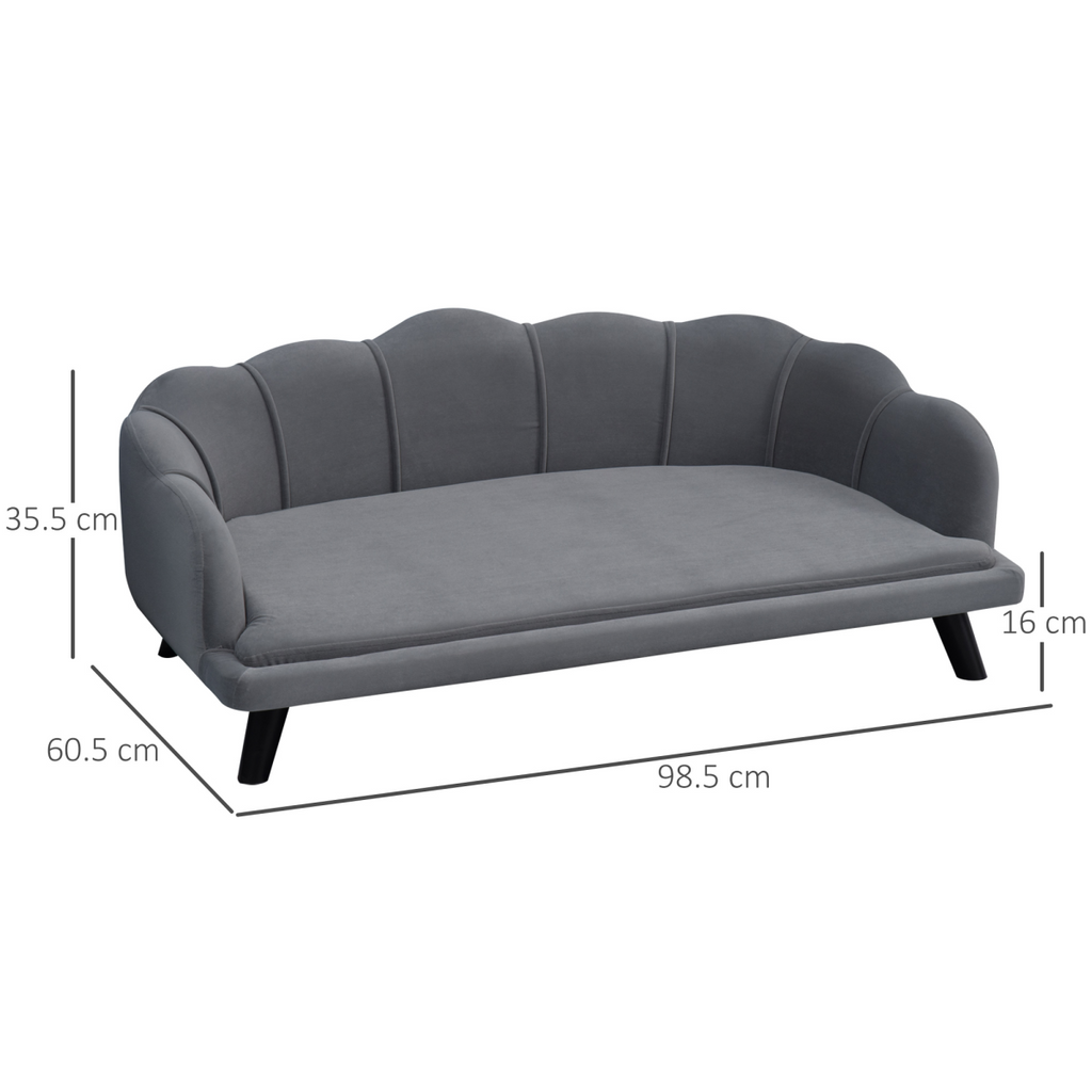 PawHut Dog Sofa Bed with Legs - For Medium to Large Dogs, Grey