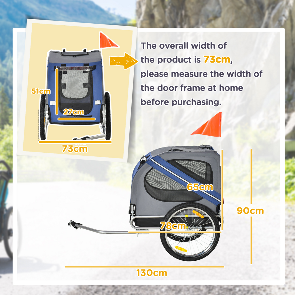 Blue Pet Bicycle Trailer: Dogs & Cats, Water-Resistant, 20-Inch Wheels, Hitch