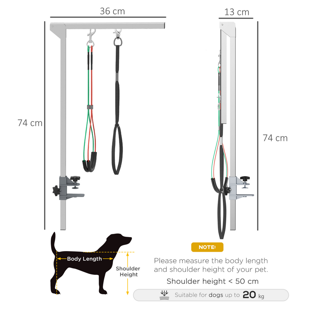 Stainless Foldable Adjustable Pet Grooming Arm with Clamp for Medium Dogs