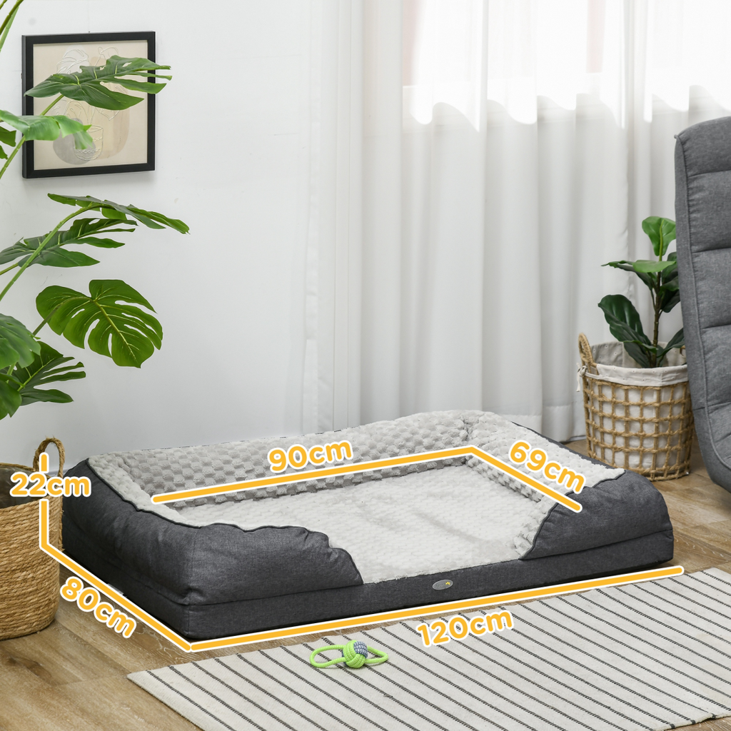 PawHut Large Dog Bed Calming Velvet Padding 7cm - Charcoal Grey