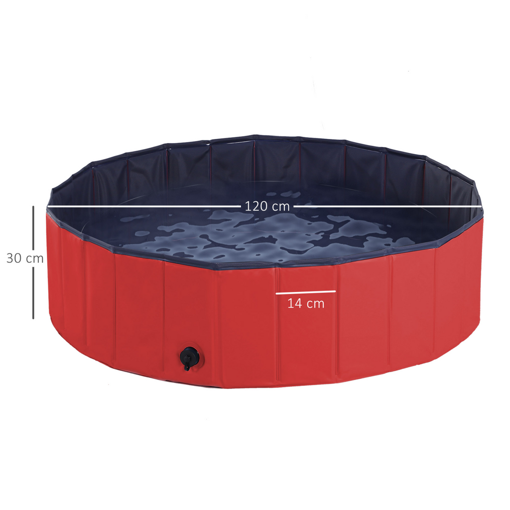 Pawhut 120cm Foldable Pet Paddling Pool - Indoor/Outdoor, Easy Clean