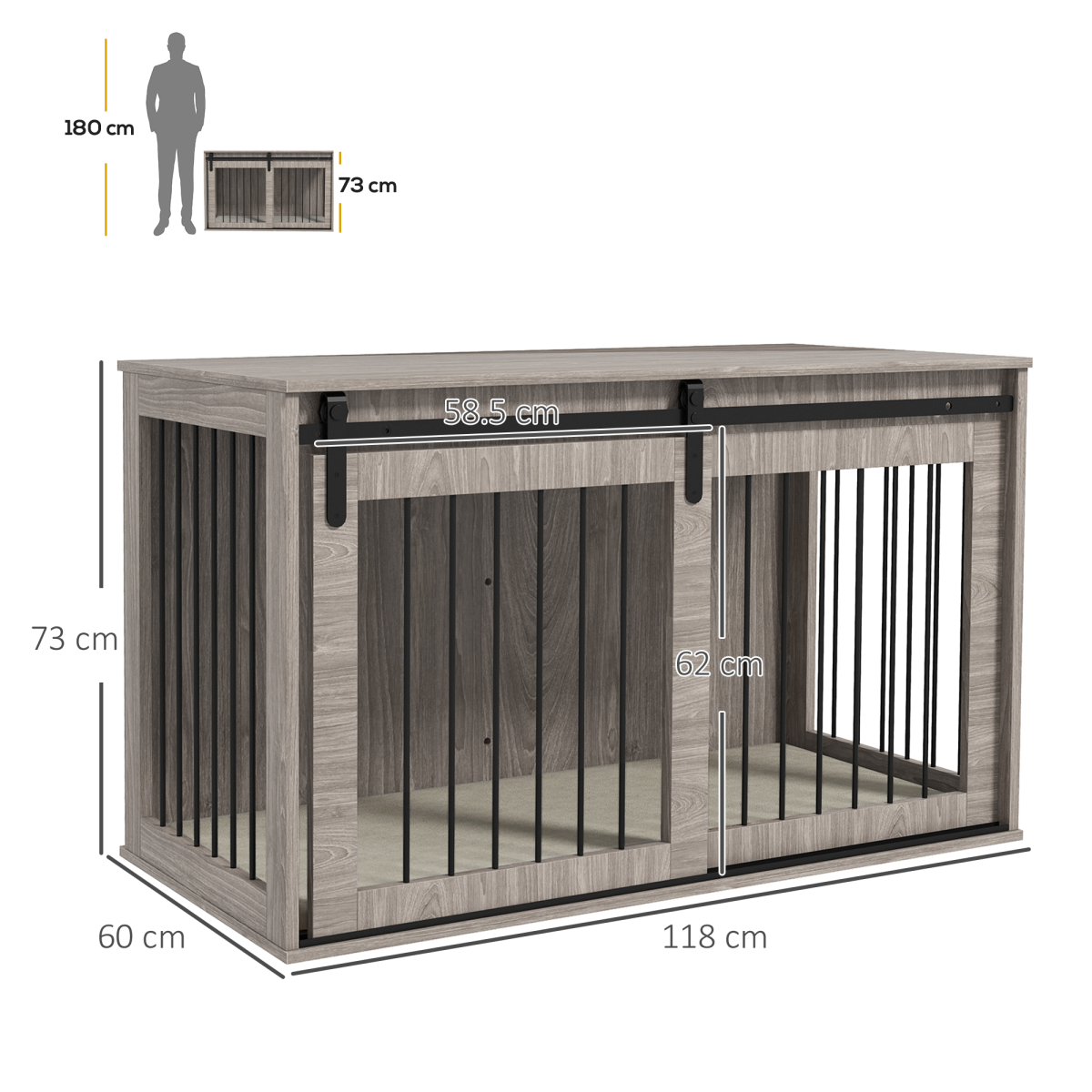 PawHut XL Dog Crate Furniture with Removable Cushion - Brown