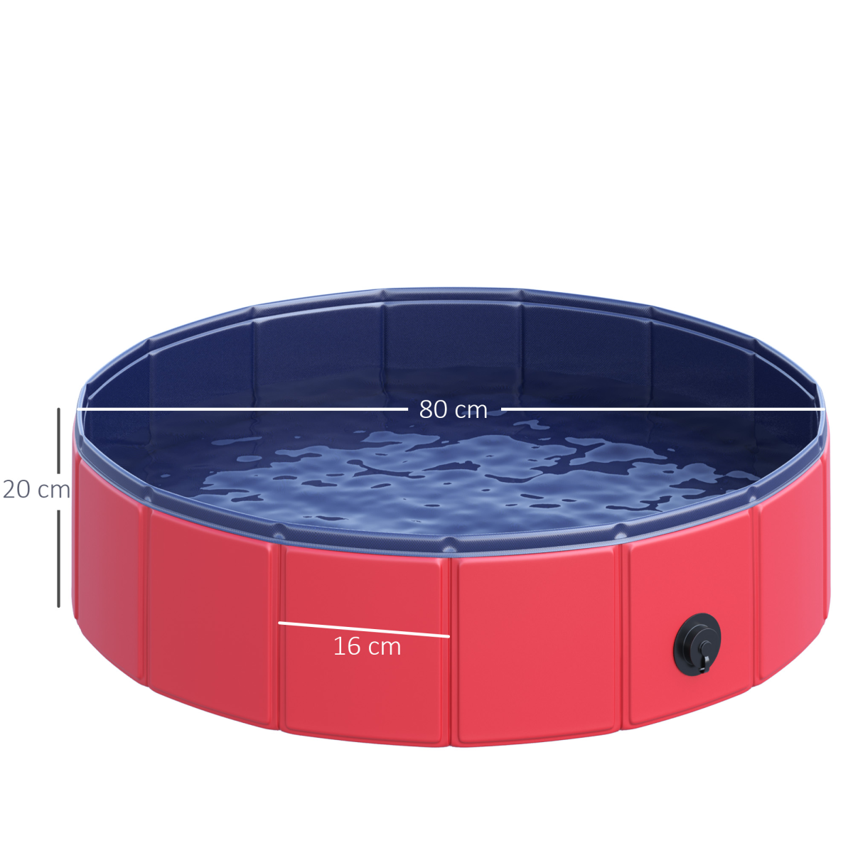 Red Pawhut Foldable Pet Paddling Pool, 80cm Diameter, Indoor/Outdoor