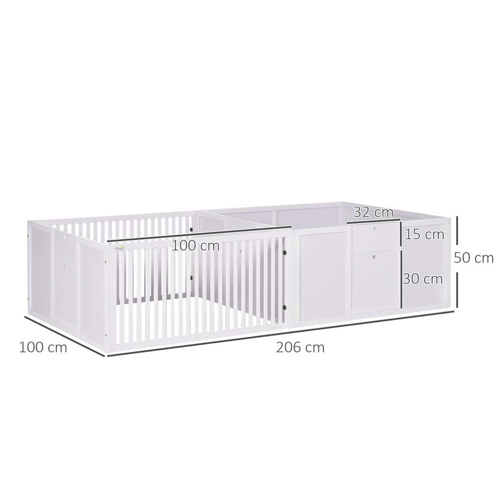7-Panel Indoor Puppy Pen with 3 Doors, Dual-Room Design