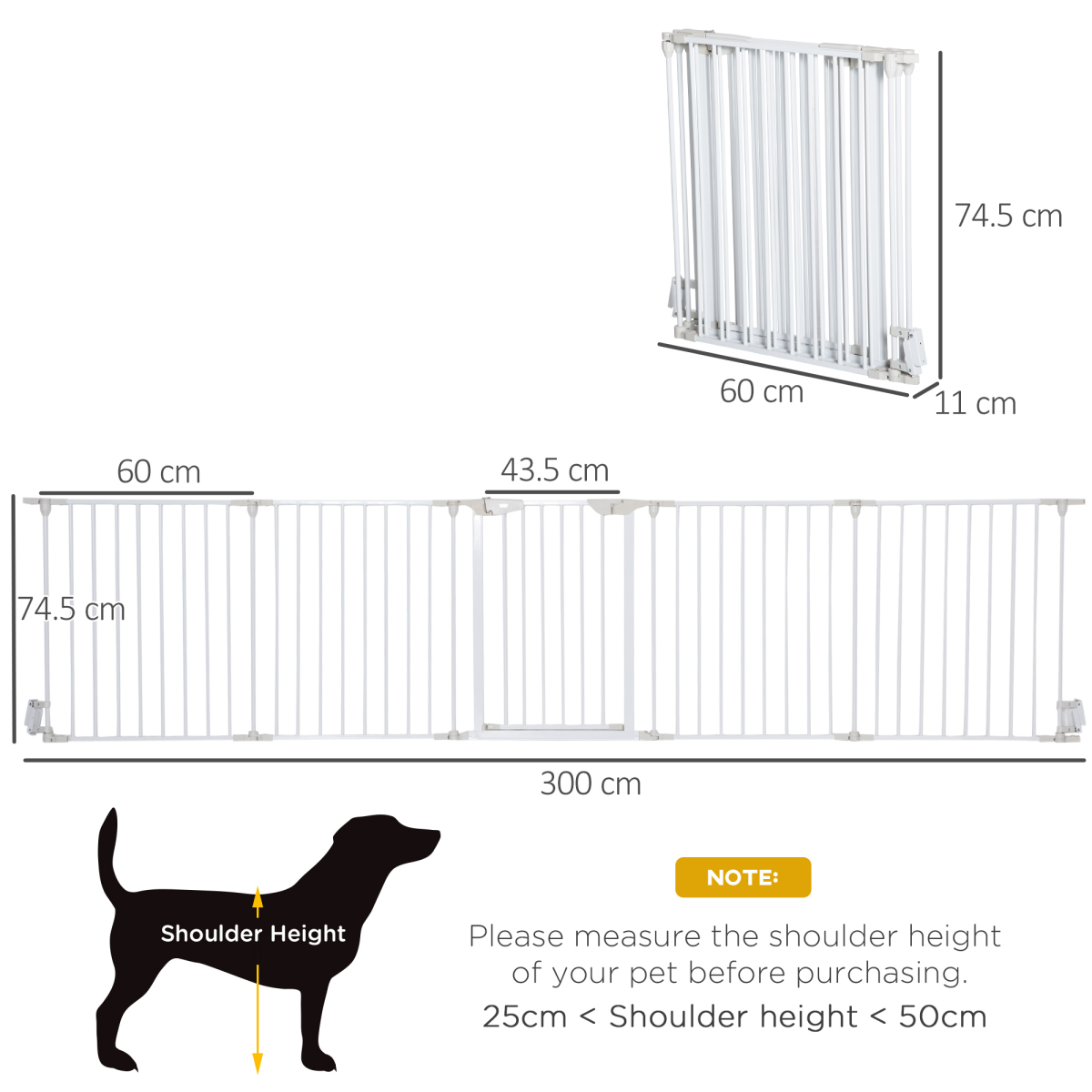 5-Panel Pet Gate Playpen, Indoor Stair Barrier with Walk-Through Door, White