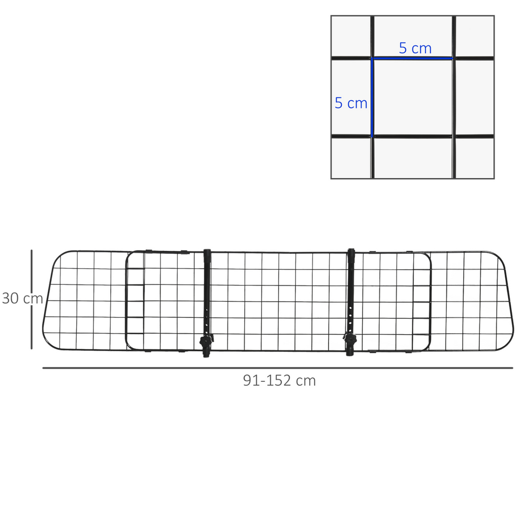 PawHut Heavy-Duty Pet Car Barrier - Adjustable Ventilated Mesh Guard