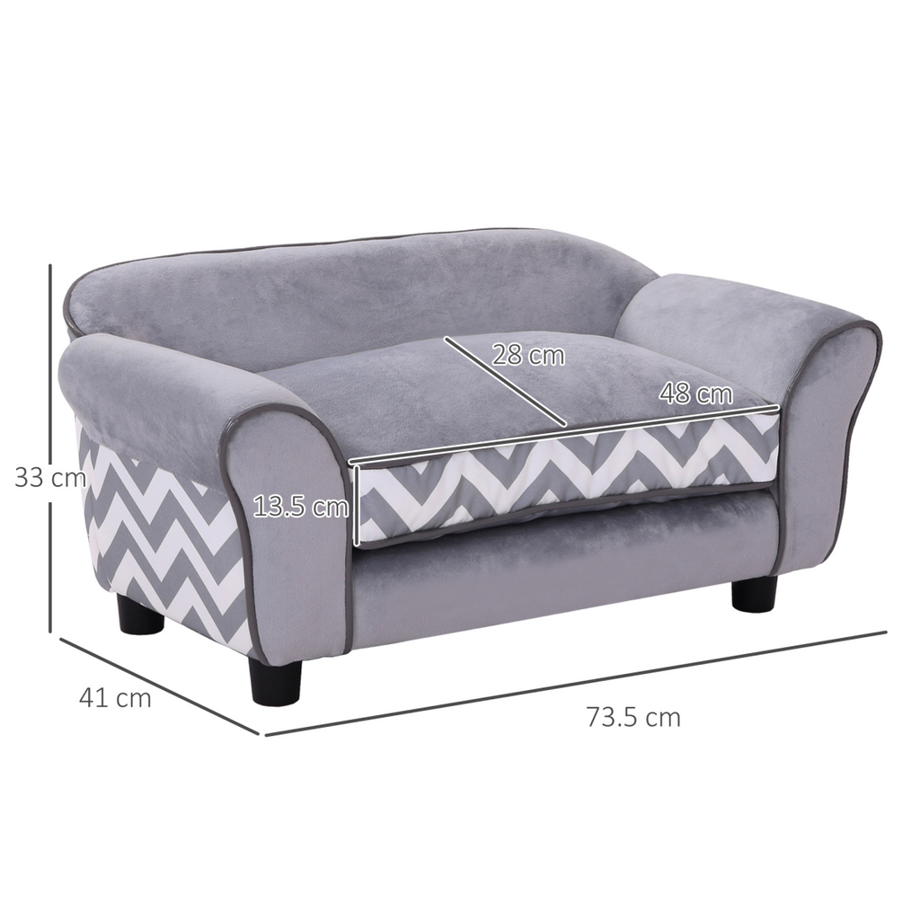 XS Dog Sofa Bed with Removable Cushion - Grey, Plush & Safe