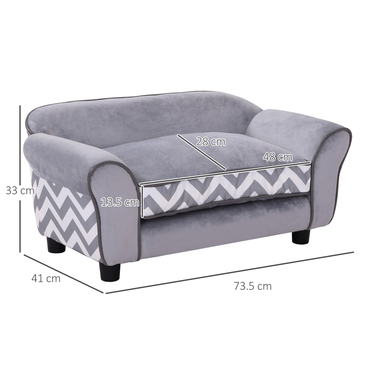 XS Dog Sofa Bed with Removable Cushion - Grey, Plush & Safe
