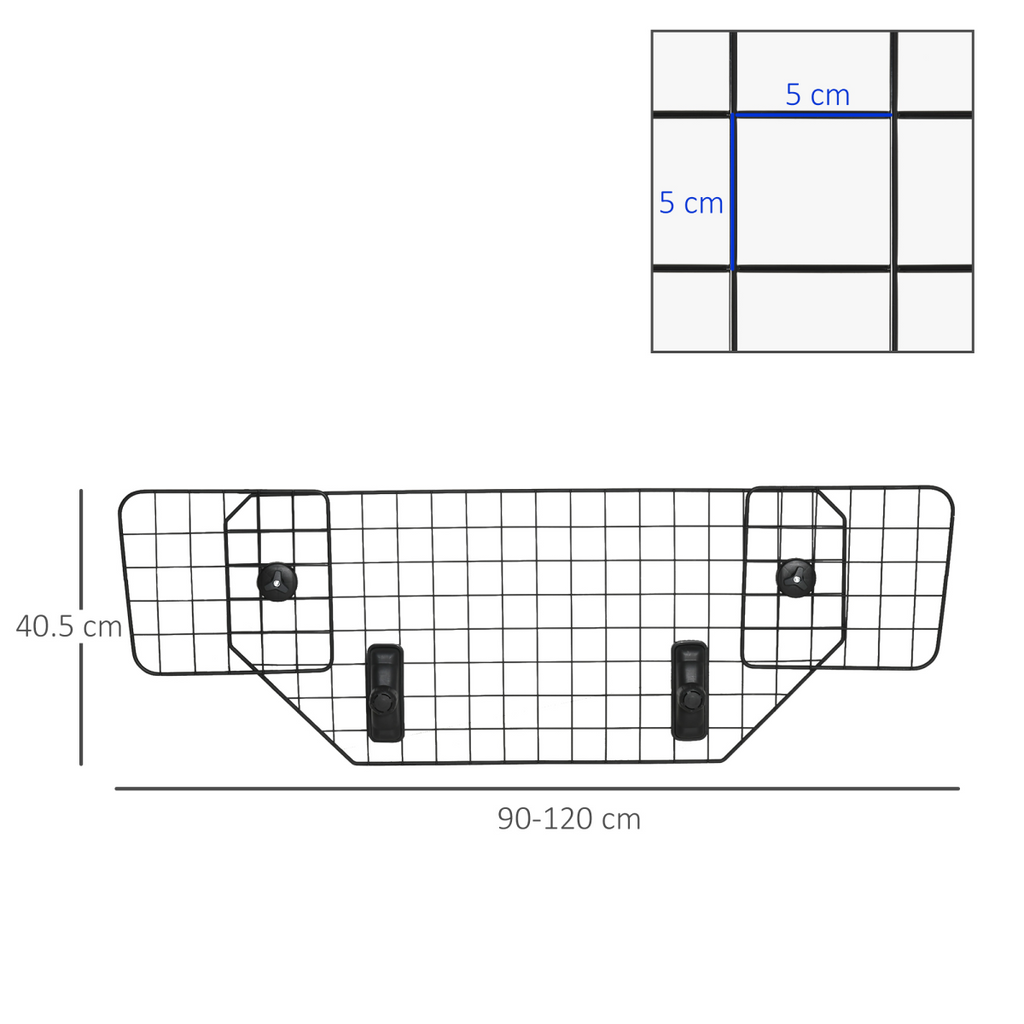 Adjustable Car Boot Dog Guard Mesh Barrier - 90-120cm Wide, 40.5cm High