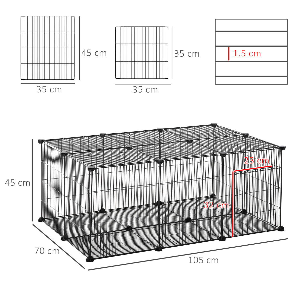 DIY Pet Playpen: 22-Piece Cage with Door for Rabbits, Chinchillas & Guinea Pigs
