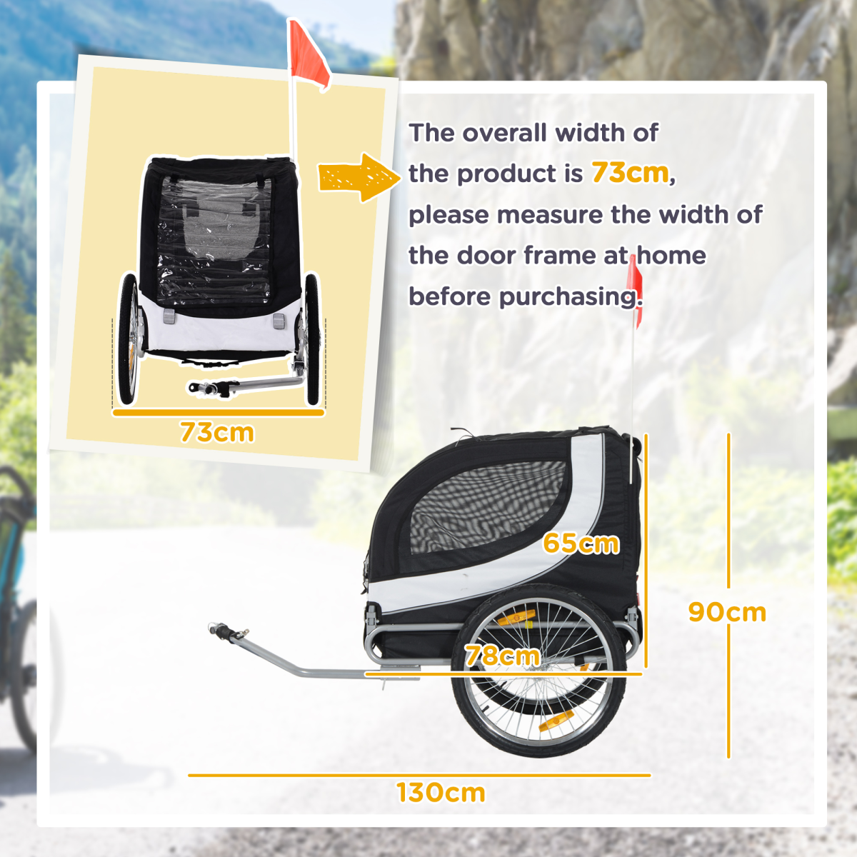 Pet Bicycle Trailer Carrier - Water-Resistant Steel Frame, Black