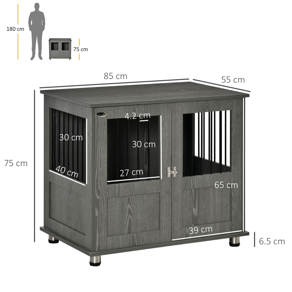 Wooden & Wire Kennel for Medium Dogs — Stylish, Magnetic Doors