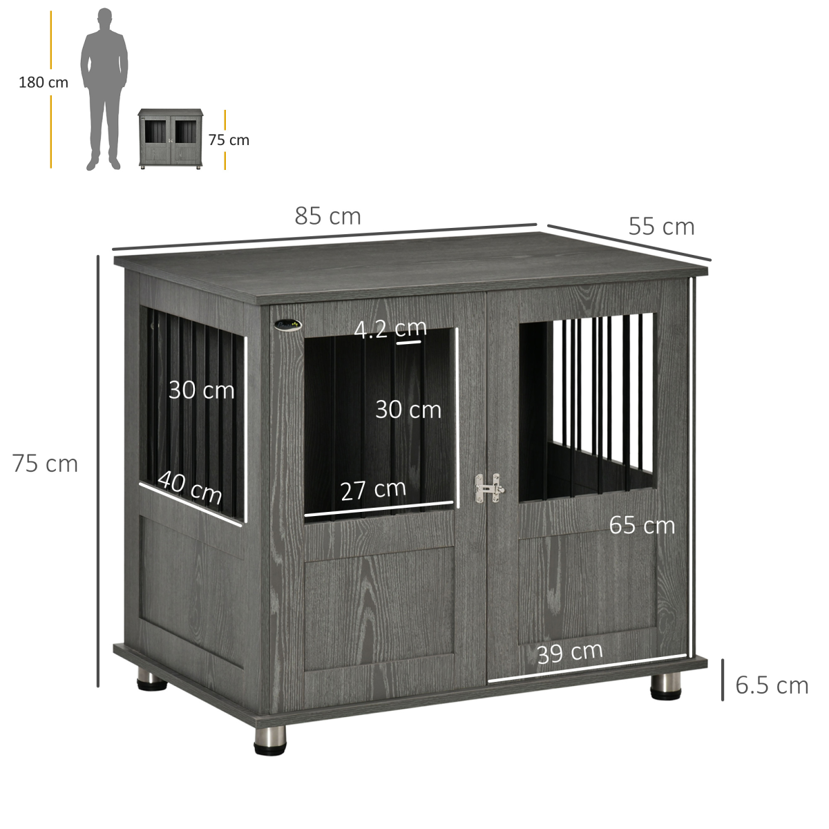 Wooden & Wire Kennel for Medium Dogs — Stylish, Magnetic Doors